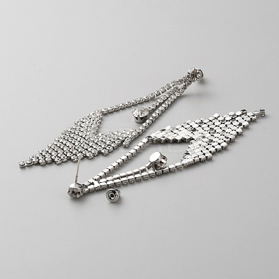 Rhombus Alloy Dangle Stud Earrings EJEW-WH0017-12P-A-1