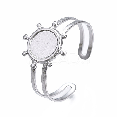 Non-Tarnish 304 Stainless Steel Open Cuff Finger Ring Cabochon Settings LS-STAS-T060-10P-1