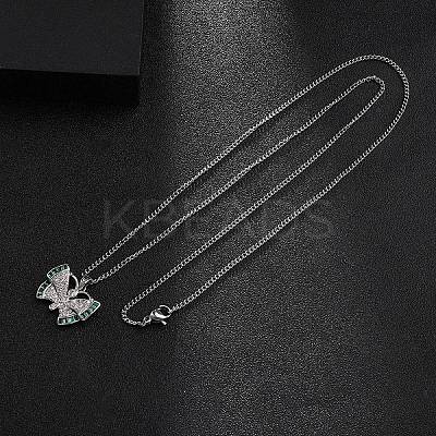 Brass Micro Pave Clear Cubic Zirconia Pendant Necklaces NJEW-M211-01A-P-1