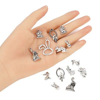 40Pcs 8 Style Tibetan Style Alloy Pendants TIBE-FP0001-16-1