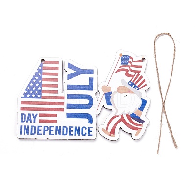 Independence Day Density Board Wooden Wall Ornament Doorplate Pendants HJEW-C004-07-1