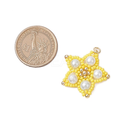 Glass Seed Beaded Star Pendants PALLOY-MZ00524-03-1