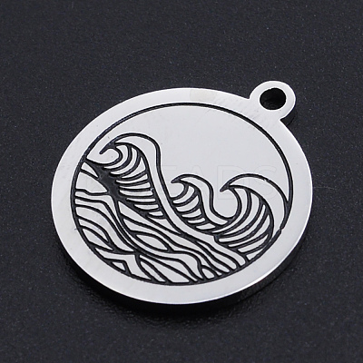 Non-Tarnish 201 Stainless Steel Etched Pendants LS-STAS-N090-JN800-1