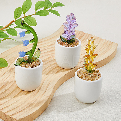 3Pcs 3 Styles Lampwork Flower Display Decoration DJEW-DC0001-16A-1