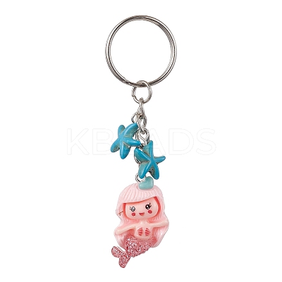Mermaid Opaque Resin Pendant Keychain KEYC-JKC00624-04-1
