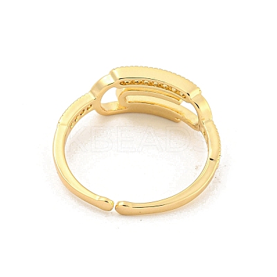 Paper Clip Brass Micro Pave Clear Cubic Zirconia Open Cuff Rings RJEW-G309-25G-1