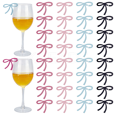 40Pcs 4 Colors Acrylic Bowknot Wine Glass Charms DIY-AR0004-71-1