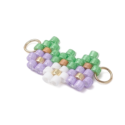 Glass Seed Beaded Connector Charms PALLOY-MZ01210-1