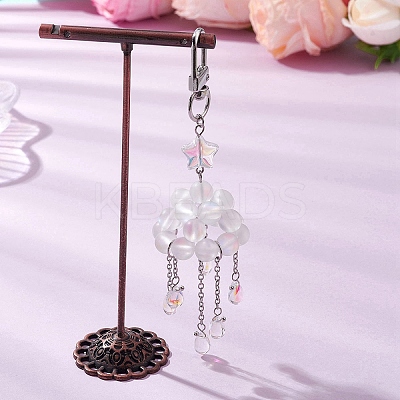 Cloud Alloy and Synthetic Moonstone Pendant Decorations HJEW-TA00329-1
