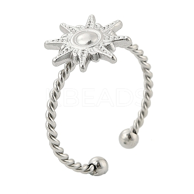 Sun 304 Stainless Steel Open Cuff Rings for Women LS-RJEW-G338-13P-1