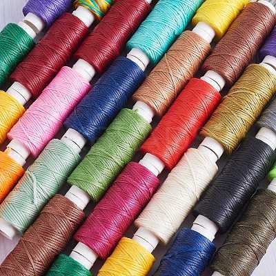 12Rolls 12 Colors Waxed Polyester Cord YC-SZ0001-03A-1