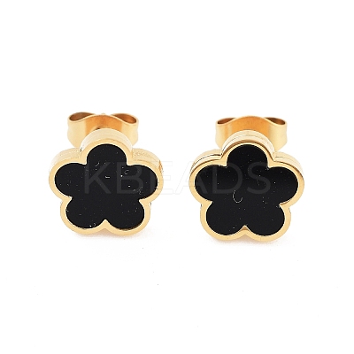 Flower Resin Stud Earrings EJEW-K281-01G-03-1
