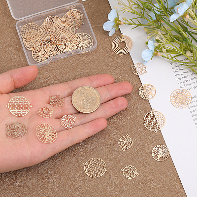 56Pcs 7 Styles Brass Connector Charms KKC-CA0001-07-1