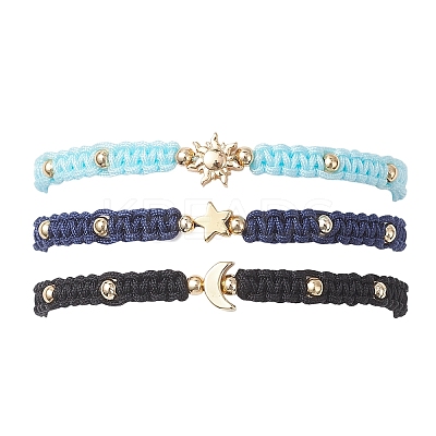 3Pcs Brass Beads Braided Bead Bracelets for Women BJEW-JB13223-1