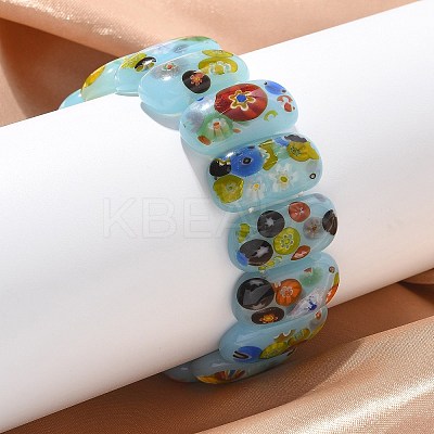 Handmade Millefiori Lampwork Beaded Stretch Bracelets for Men Women BJEW-G738-01C-04-1