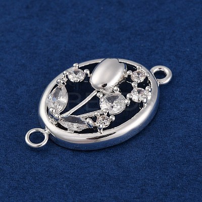 Brass Pave Clear Cubic Zirconia Connector Charms KK-Z066-10S-1