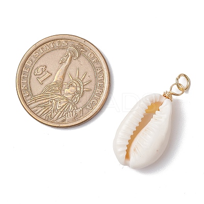 Natural Cowrie Shell Pendants PALLOY-JF03712-03-1