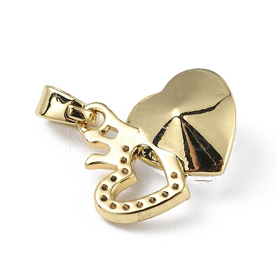Real 18K Gold Plated Rack Plating Brass Micro Pave Clear Cubic Zirconia Pendants KK-C015-18G-03-1