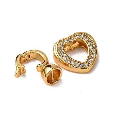 Brass Micro Pave Clear Cubic Zirconia Fold Over Clasps KK-Z121-27G-1