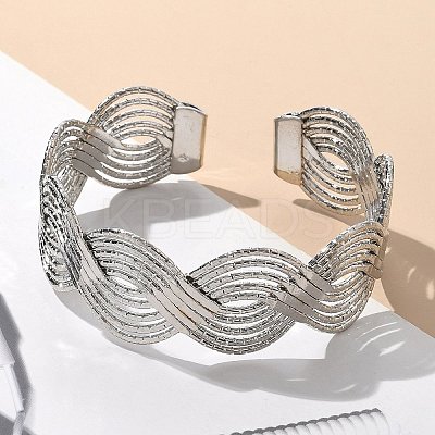 Electrophoresis Iron Cuff Bangles for Women BJEW-M057-02P-1