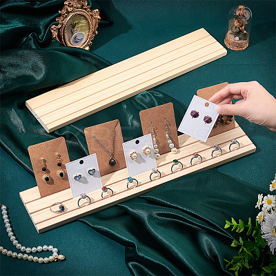 3-Slot Wood Earring Display Cards Stands LS-ODIS-WH0070-01-1