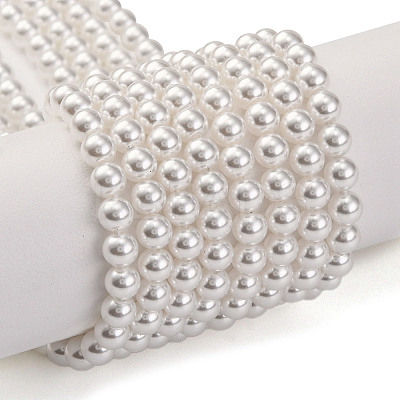 Baking Paint Pearlized Glass Pearl Round Bead Strands PEAR-H019-02A-04-1