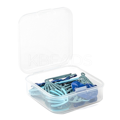 24Pcs 6 Style Blue Series Spray Painted Alloy Pendants FIND-LS0001-62-1