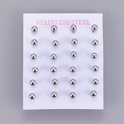 Tarnish Resistant 304 Stainless Steel Ball Stud Earrings LS-EJEW-F0061-06E-P-1