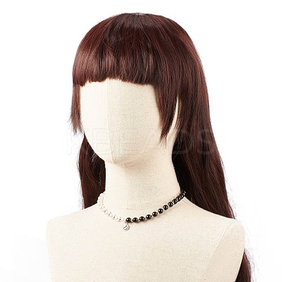 Alloy Yin-yang Charm Necklace with Plastic Imitation Pearl Beaded for Women NJEW-JN03914-1