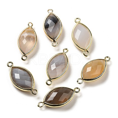 Natural Grey Agate Faceted Connector Charms G-K347-03G-16-1