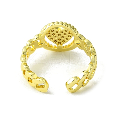 Brass Micro Pave Cubic Zirconia Open Cuff Rings RJEW-K256-21G-1