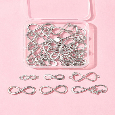 30Pcs 6 Styles Tibetan Style Alloy Infinity with Hope Connector Charms TIBE-FS0003-26-1