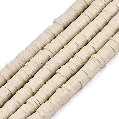 Flat Round Handmade Polymer Clay Beads CLAY-R067-6.0mm-02-1