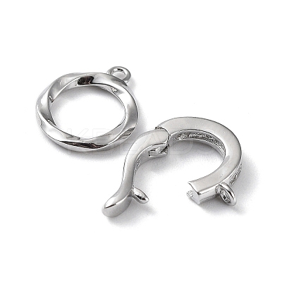 Rhodium Plated 925 Sterling Silver Micro Pave Clear Cubic Zirconia Fold Over Clasps LS-STER-G036-18P-1