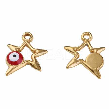 304 Stainless Steel Enamel Pendants STAS-N087-51-01G-1