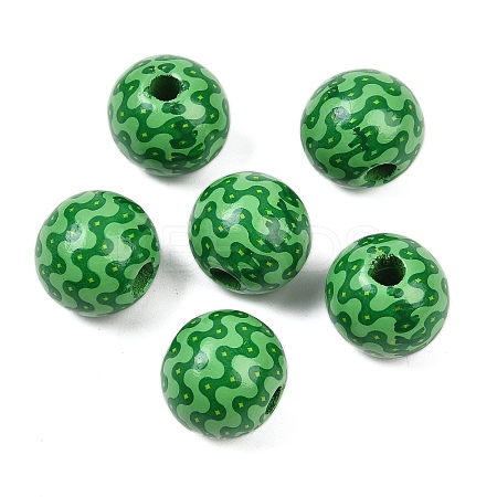 Christmas Printed Schima Wood European Beads WOOD-I015-01O-1