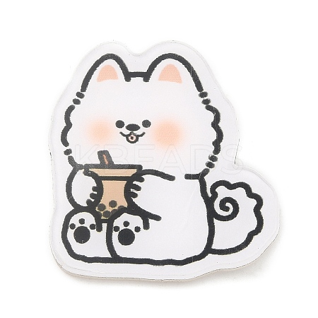 Dog with Boba Milk Tea Acrylic Brooches JEWB-P018-01E-1