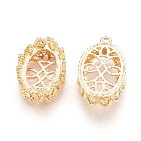 Brass Oval Pendants Cabochon Settings LS-KK-J228-07G-1