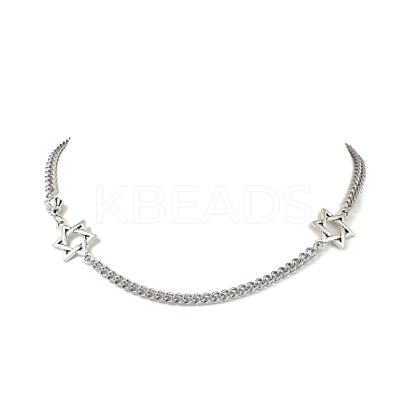 304 Stainless Steel Star of David Link Chain Necklaces NJEW-JN05658-1