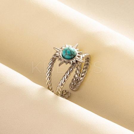 304 Stainless Steel Sun Cuff Rings DM8672-4-1