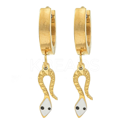 Snake Ion Plating(IP) 304 Stainless Steel Dangle Earrings EJEW-G400-47G-01-1