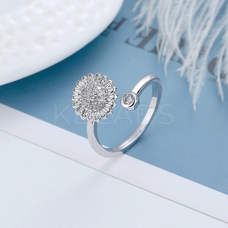 Rotatable Cat Eye Open Ring with Cubic Zirconia RJEW-Q776-01G-02-1