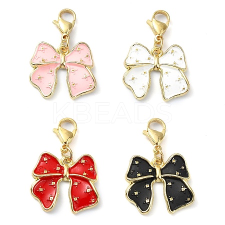 Bowknot Alloy Enamel Pendant Decorations HJEW-JM02209-1
