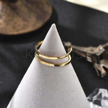 304 Stainless Steel Hollow Cuff Rings for Women RJEW-S395-01G-1