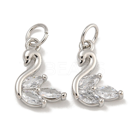Rack Plating Brass Micro Pave Clear Cubic Zirconia Charms KK-U030-15P-1