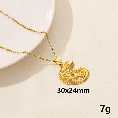 Stainless Steel Insect Gecko Pendant Necklace Unisex Jewelry TG2584-8-1