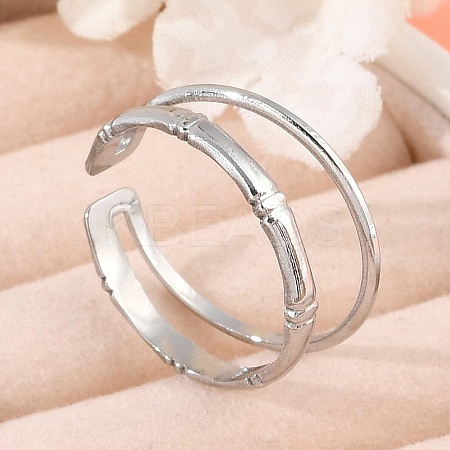 304 Stainless Steel Open Cuff Rings for Women RJEW-A056-01P-1