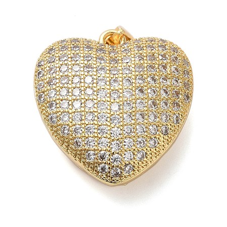 Brass Micro Pave Clear Cubic Zirconia Pendants KK-B094-06G-1