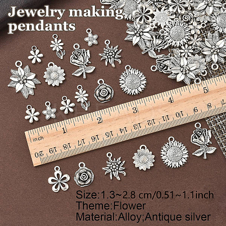 60Pcs 10 Styles Tibetan Style Alloy Pendants FIND-YW0006-45-1