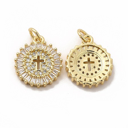 Rack Plating Brass Cubic Zirconia Pendants KK-G456-13G-1